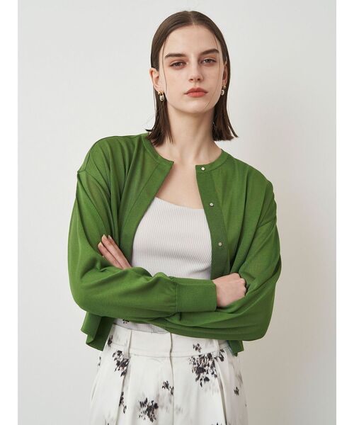 ELENDEEK（エレンディーク）の「ハイツイストシアーカーディガン（カーディガン/ボレロ・レディース・グリーン/ブラウン/オフホワイト/ダークオレンジ・FREE）」の4枚目の写真