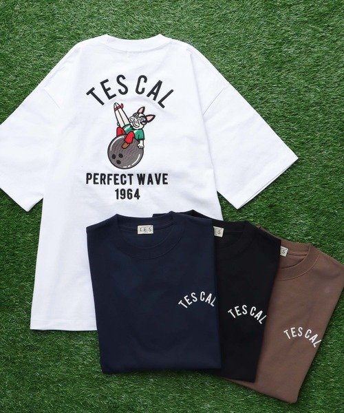 The Endless Summer（エンドレスサマー）の「TES BOWLING EMB BIG T-SHIRT / ビッグシルエットTシャツ（Tシャツ/カットソー・メンズ・ネイビー/ホワイト/ブラック/ブラウン・SMALL/X-LARGE/LARGE/MEDIUM）」の2枚目の写真