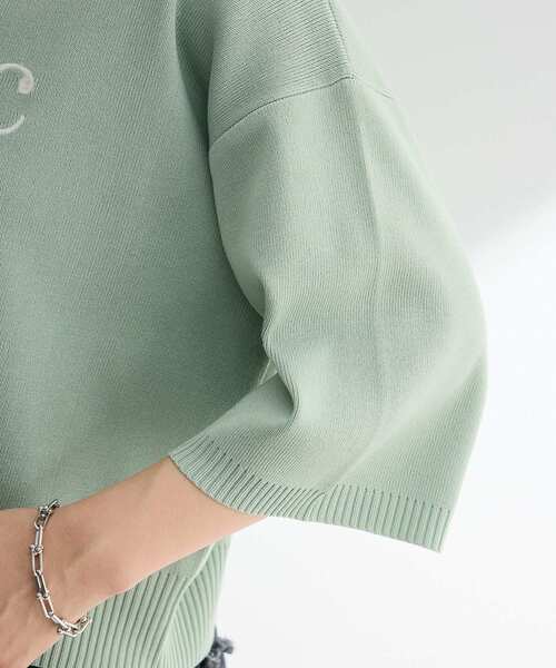 ELENCARE DUE（エレンカーレデュエ）の「・ELENCARE DUE ロゴ刺繍6分袖ニット（Tシャツ/カットソー・レディース・ライトグレー/ブラック/オフホワイト/グリーン・FREE）」の15枚目の写真