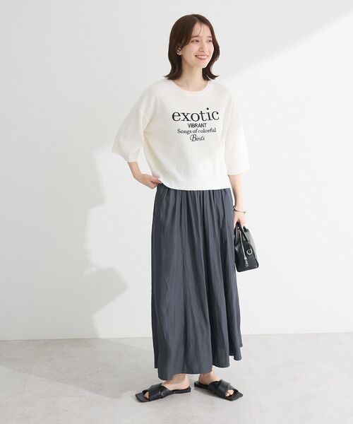 ELENCARE DUE（エレンカーレデュエ）の「・ELENCARE DUE ロゴ刺繍6分袖ニット（Tシャツ/カットソー・レディース・ライトグレー/ブラック/オフホワイト/グリーン・FREE）」の16枚目の写真