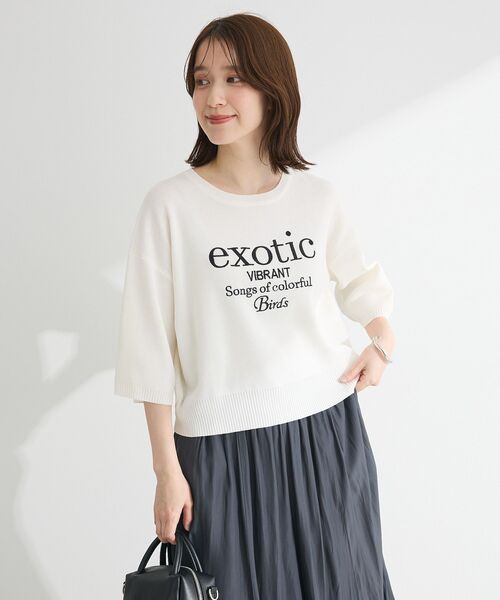 ELENCARE DUE（エレンカーレデュエ）の「・ELENCARE DUE ロゴ刺繍6分袖ニット（Tシャツ/カットソー・レディース・ライトグレー/ブラック/オフホワイト/グリーン・FREE）」の17枚目の写真