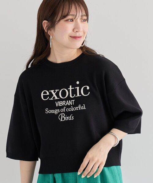 ELENCARE DUE（エレンカーレデュエ）の「・ELENCARE DUE ロゴ刺繍6分袖ニット（Tシャツ/カットソー・レディース・ライトグレー/ブラック/オフホワイト/グリーン・FREE）」の22枚目の写真