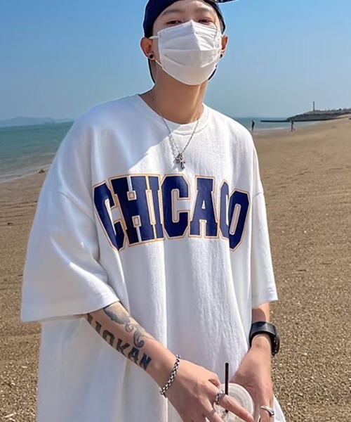 B.I.D.(ビーアイディー)の「《CHICAGOシカゴプリントオーバーサイズTシャツ(Tシャツ/カットソー・メンズ・ホワイト/レッド/ブラック・FREE)」の10枚目の写真