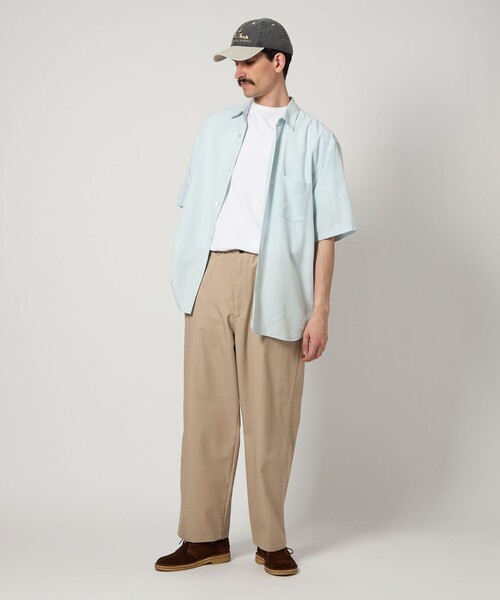 Steven Alan W/LI ノープリーツ トラウザーズ Steven Alan＞ シャンブレーコーデュロイ アーミー ノープリーツ