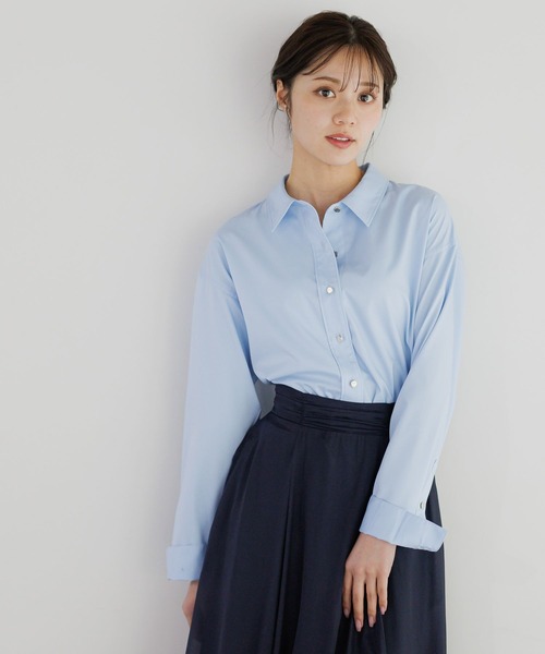 Andemiu（アンデミュウ）の「キンボタンシャツⅡ453144（シャツ/ブラウス・レディース・ライトピンク/ライトブルー/ホワイト・FREE）」の3枚目の写真