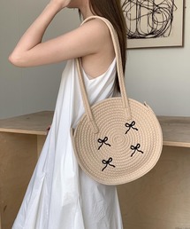 TONE SELECT GOODS | Liaa/リボン刺繍 編みバッグ かごバッグ A18606(かごバッグ)