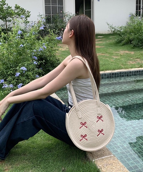 TONE SELECT GOODS（トーンセレクトグッズ）の「Liaa/リボン刺繍 編みバッグ かごバッグ A18606（かごバッグ・レディース・その他4/その他1/その他2/その他3・FREE）」の7枚目の写真