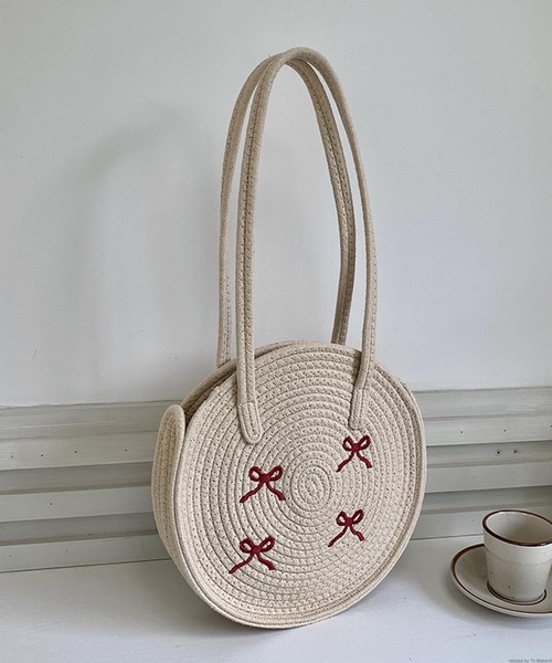 TONE SELECT GOODS（トーンセレクトグッズ）の「Liaa/リボン刺繍 編みバッグ かごバッグ A18606（かごバッグ・レディース・その他4/その他1/その他2/その他3・FREE）」の9枚目の写真