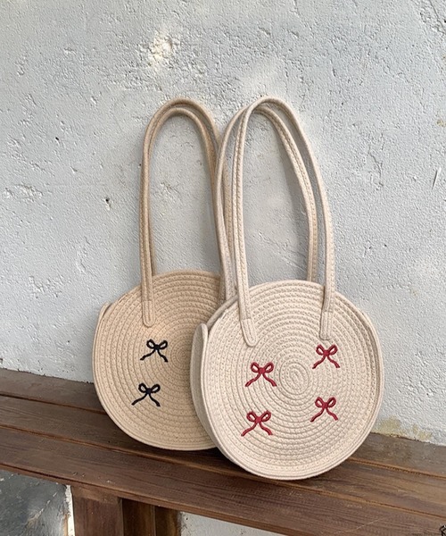 TONE SELECT GOODS（トーンセレクトグッズ）の「Liaa/リボン刺繍 編みバッグ かごバッグ A18606（かごバッグ・レディース・その他4/その他1/その他2/その他3・FREE）」の10枚目の写真
