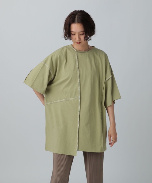 LEPSIM（レプシィム）の「リメイクステッチチュニックワンピース　992068（チュニック・レディース・レッド/オフホワイト/チャコールグレー/ブラック/イエロー/ライトグリーン・FREE）」の5枚目の写真