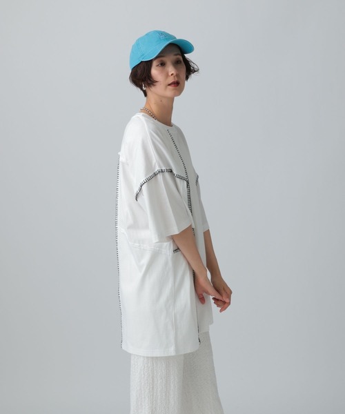 LEPSIM（レプシィム）の「リメイクステッチチュニックワンピース　992068（チュニック・レディース・レッド/オフホワイト/チャコールグレー/ブラック/イエロー/ライトグリーン・FREE）」の9枚目の写真