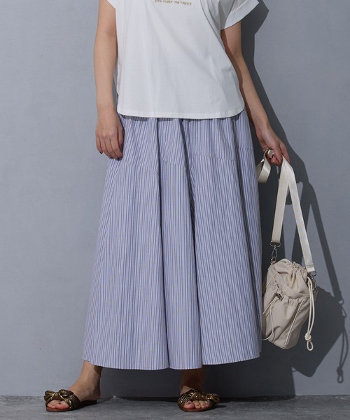 NICOLE white（ニコルホワイト）の「ストライプスカート（スカート・レディース・ブラック/オフホワイト/グレー・FREE）」の3枚目の写真