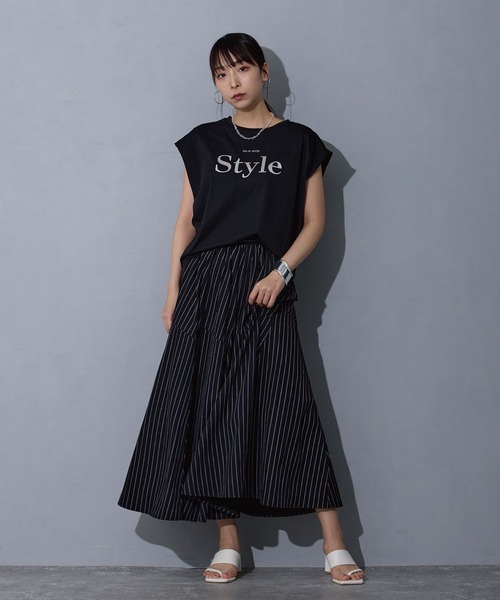 NICOLE white（ニコルホワイト）の「ストライプスカート（スカート・レディース・ブラック/オフホワイト/グレー・FREE）」の15枚目の写真