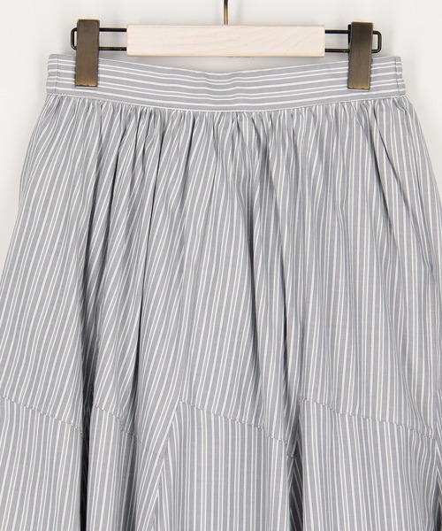 NICOLE white（ニコルホワイト）の「ストライプスカート（スカート・レディース・ブラック/オフホワイト/グレー・FREE）」の5枚目の写真
