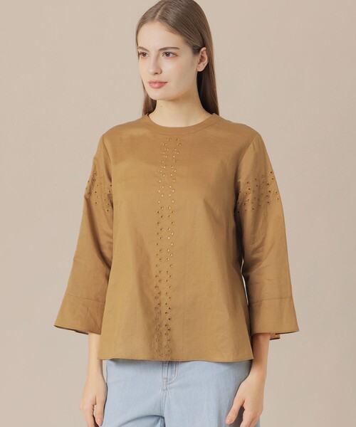 MACKINTOSH LONDON（マッキントッシュ ロンドン）の「コットンラミーエンブロイダリーブラウス（シャツ/ブラウス・レディース・オフホワイト/オレンジ/ベージュ系その他/ブラック・38/40）」の4枚目の写真