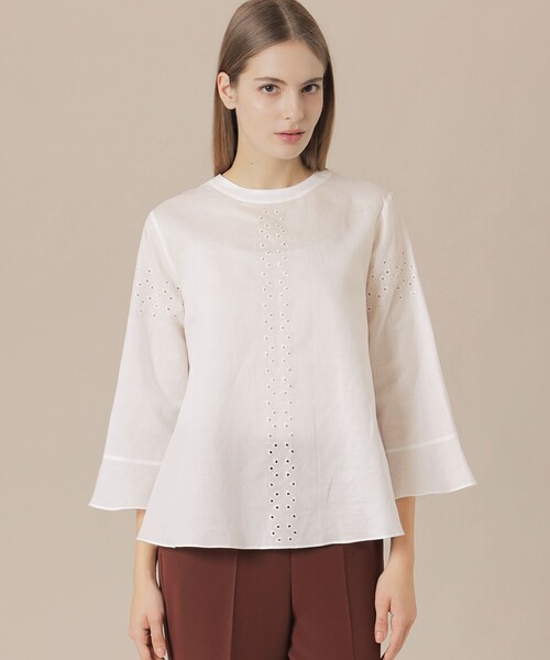 MACKINTOSH LONDON（マッキントッシュ ロンドン）の「コットンラミーエンブロイダリーブラウス（シャツ/ブラウス・レディース・オフホワイト/オレンジ/ベージュ系その他/ブラック・38/40）」の2枚目の写真