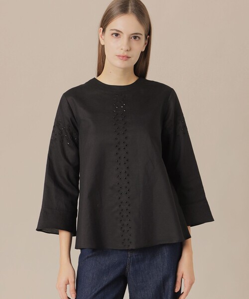 MACKINTOSH LONDON（マッキントッシュ ロンドン）の「コットンラミーエンブロイダリーブラウス（シャツ/ブラウス・レディース・オフホワイト/オレンジ/ベージュ系その他/ブラック・38/40）」の3枚目の写真