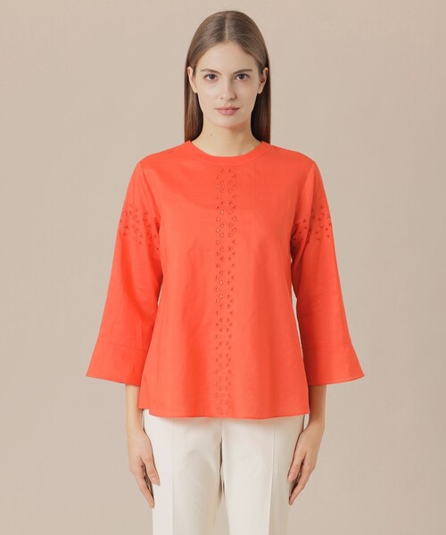 MACKINTOSH LONDON（マッキントッシュ ロンドン）の「コットンラミーエンブロイダリーブラウス（シャツ/ブラウス・レディース・オフホワイト/オレンジ/ベージュ系その他/ブラック・38/40）」の8枚目の写真