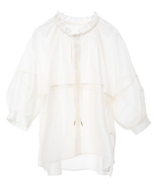 YECCA VECCA（イェッカヴェッカ）の「バルーンスリーブシアーシャツ（シャツ/ブラウス・レディース・ブラック/オフホワイト/ピンク・FREE）」の9枚目の写真