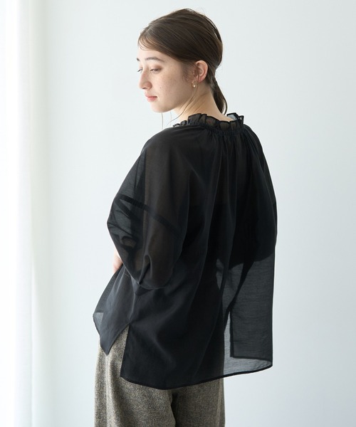 YECCA VECCAイエッカヴェッカ　バルーンスリーブ長袖カットソー 黒✖️茶 YECCA VECCAイエッカヴェッカ バルーンスリーブ長袖カットソー