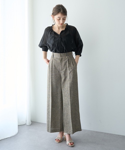 YECCA VECCAイエッカヴェッカ　バルーンスリーブ長袖カットソー 黒✖️茶 YECCA VECCAイエッカヴェッカバルーンスリーブ長袖カットソー 黒