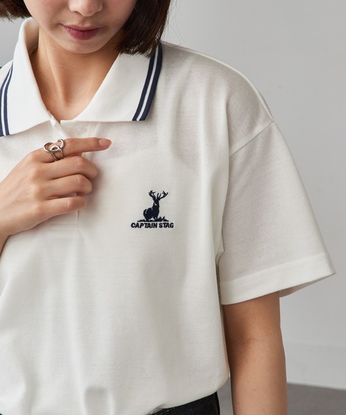 CAPTAIN STAG(キャプテンスタッグ)の「【CAPTAIN STAG】8051468 TC鹿の子衿ラインワンポイントポロシャツ(ポロシャツ・レディース・ブラック/ホワイト/ネイビー・LL/M/L)」の8枚目の写真