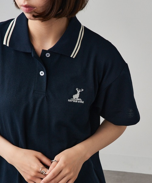 CAPTAIN STAG(キャプテンスタッグ)の「【CAPTAIN STAG】8051468 TC鹿の子衿ラインワンポイントポロシャツ(ポロシャツ・レディース・ブラック/ホワイト/ネイビー・LL/M/L)」の18枚目の写真