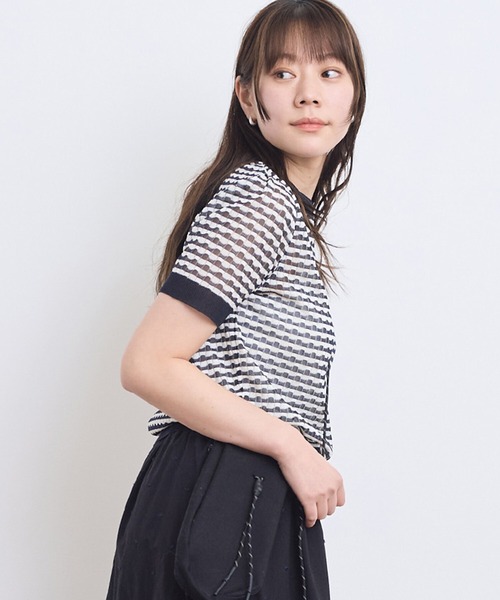 セール】タックボーダー コンパクトプルオーバー（ニット