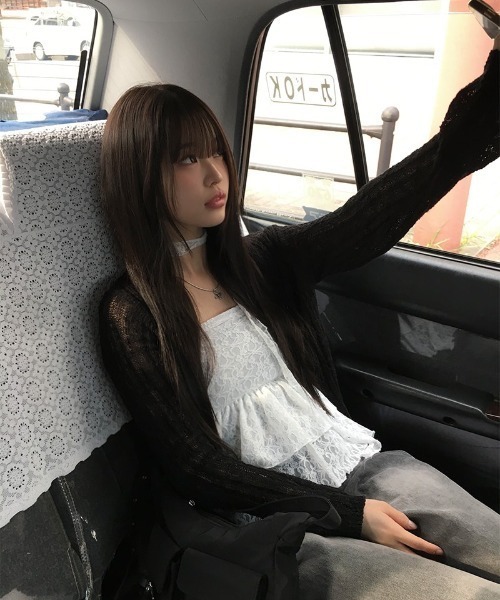anyonemore（エニワンモア）の「サマーラウンドネック長袖カーディガン（カーディガン/ボレロ・レディース・ブラック・FREE）」の11枚目の写真