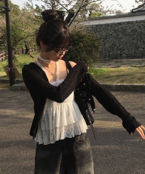 anyonemore（エニワンモア）の「サマーラウンドネック長袖カーディガン（カーディガン/ボレロ・レディース・ブラック・FREE）」の14枚目の写真
