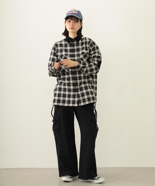 MILKFED.（ミルクフェド）の「HEART ELBOW PATCH PLAID SHIRT（シャツ/ブラウス・レディース・ブラック/ライトピンク/ネイビー・ONE SIZE）」の11枚目の写真