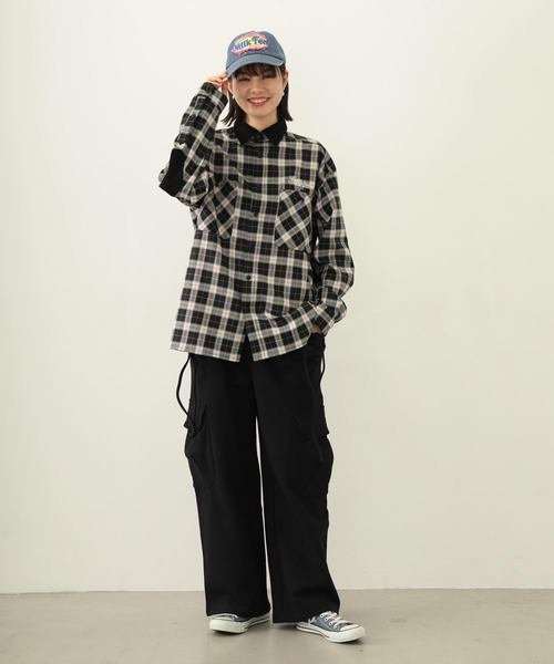 MILKFED.（ミルクフェド）の「HEART ELBOW PATCH PLAID SHIRT（シャツ/ブラウス・レディース・ブラック/ライトピンク/ネイビー・ONE SIZE）」の14枚目の写真
