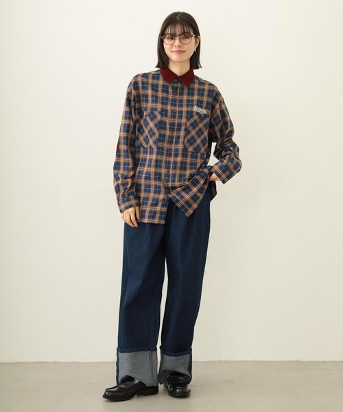 MILKFED.（ミルクフェド）の「HEART ELBOW PATCH PLAID SHIRT（シャツ/ブラウス・レディース・ブラック/ライトピンク/ネイビー・ONE SIZE）」の18枚目の写真