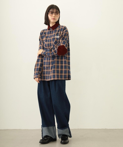 MILKFED.（ミルクフェド）の「HEART ELBOW PATCH PLAID SHIRT（シャツ/ブラウス・レディース・ブラック/ライトピンク/ネイビー・ONE SIZE）」の19枚目の写真