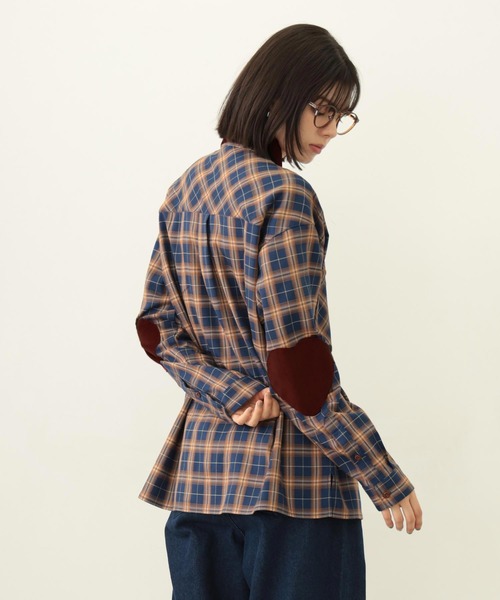 MILKFED.（ミルクフェド）の「HEART ELBOW PATCH PLAID SHIRT（シャツ/ブラウス・レディース・ブラック/ライトピンク/ネイビー・ONE SIZE）」の17枚目の写真