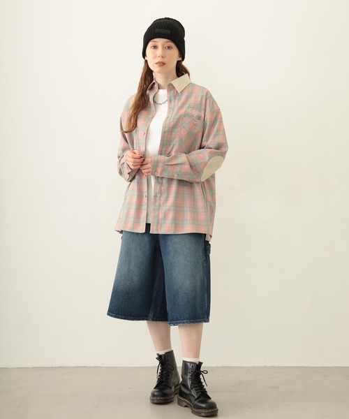 MILKFED.（ミルクフェド）の「HEART ELBOW PATCH PLAID SHIRT（シャツ/ブラウス・レディース・ブラック/ライトピンク/ネイビー・ONE SIZE）」の22枚目の写真
