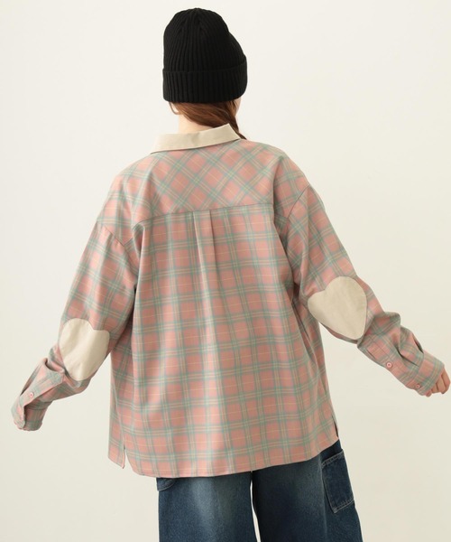 MILKFED.（ミルクフェド）の「HEART ELBOW PATCH PLAID SHIRT（シャツ/ブラウス・レディース・ブラック/ライトピンク/ネイビー・ONE SIZE）」の21枚目の写真
