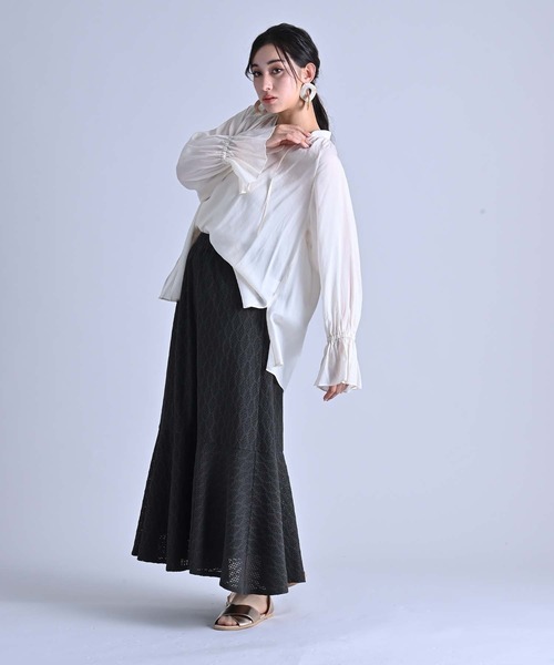 Anside(アンサイド)の「シアーローンボリュームスリーブブラウス(シャツ/ブラウス・レディース・ピンク/クリーム/ブラック・M)」の8枚目の写真