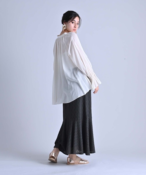Anside(アンサイド)の「シアーローンボリュームスリーブブラウス(シャツ/ブラウス・レディース・ピンク/クリーム/ブラック・M)」の9枚目の写真