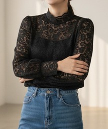 スカート レース 花柄 シャツ ブラウス スカート」に該当するブラック