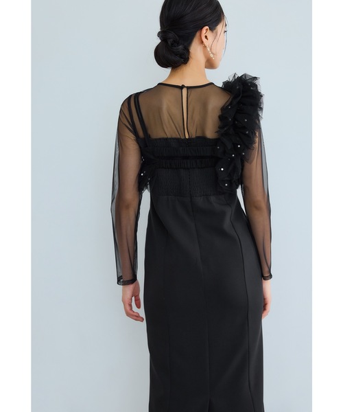 パールビスチェドレス 2点セット チュール フリル 結婚式 二次会