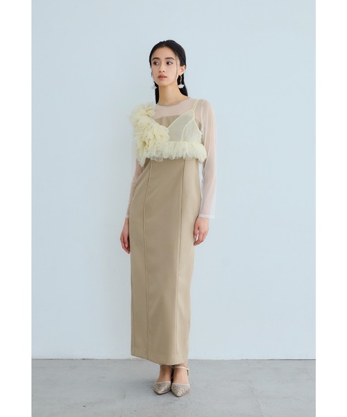 【ANDRESD】 niana パールビスチェドレス 2点セット ニアナ niana パールビスチェドレス 2点セット チュール フリル 結婚式