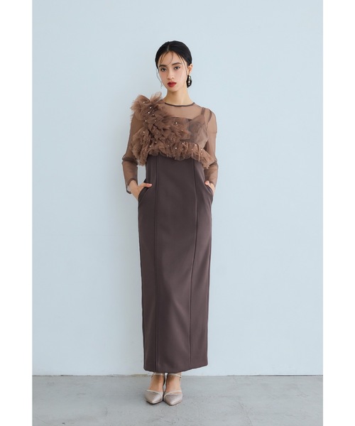 【ANDRESD】 niana パールビスチェドレス 2点セット ニアナ niana パールビスチェドレス 2点セット チュール フリル 結婚式