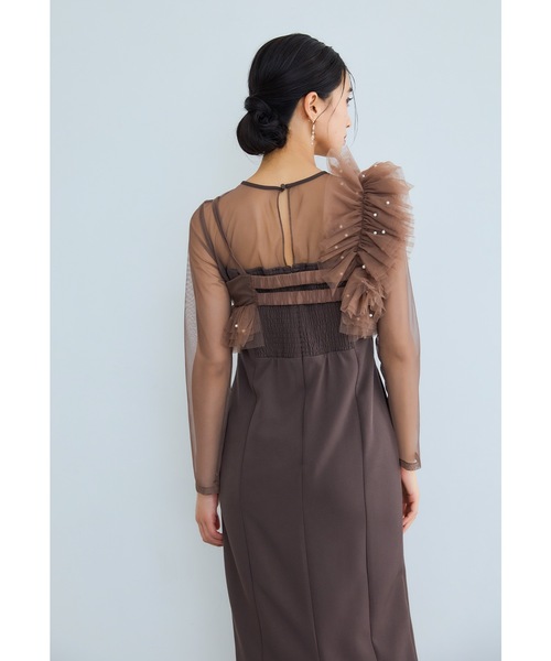 パールビスチェドレス 2点セット チュール フリル 結婚式 二次会