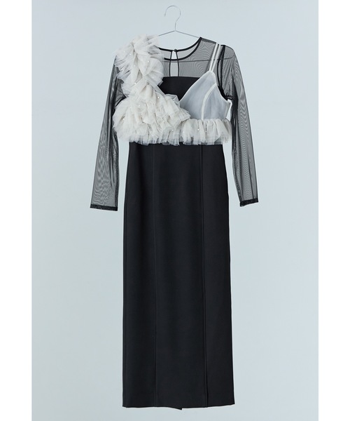 パールビスチェドレス 2点セット チュール フリル 結婚式 二次会