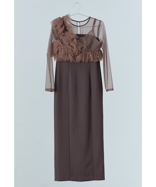 パールビスチェドレス 2点セット チュール フリル 結婚式 二次会