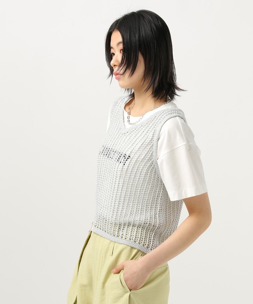 BAYFLOW（ベイフロー）の「[レイヤードに]メッシュラメニットベスト（ベスト・レディース・ライトグレー/シルバーグレー/ブラック・FREE）」の8枚目の写真