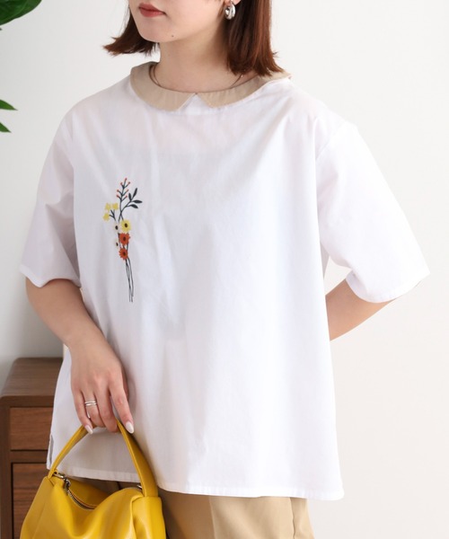 Emago(イマゴ)の「EMAGO 花刺繍ブラウス(シャツ/ブラウス・レディース・ホワイト/オリーブ/ブラック・FREE)」の10枚目の写真