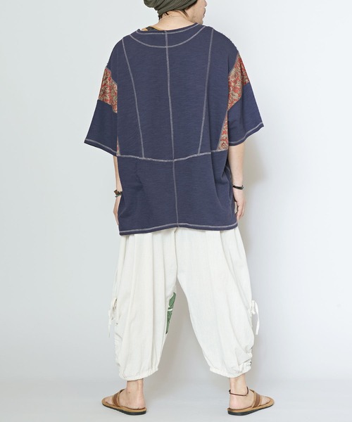 チャイハネ(チャイハネ)の「【チャイハネ】カジナMEN'Sパッチワークトップス(Tシャツ/カットソー・メンズ・ネイビー/パープル/イエロー/ホワイト/ブラック・FREE)」の16枚目の写真