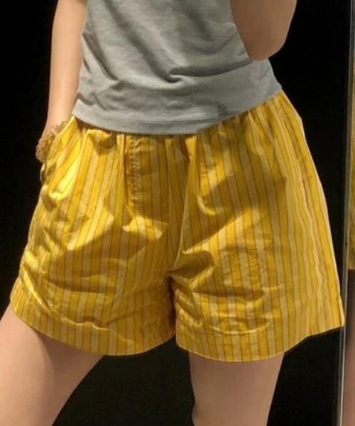 レトロ ストライプ柄 イージー ショート パンツ（その他パンツ